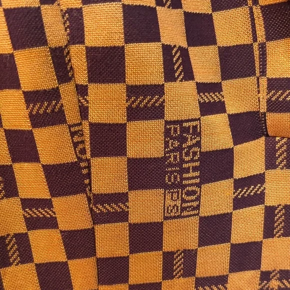 Retro Orange Checkered Shirt with shoulder pads - Picture 3 of 4